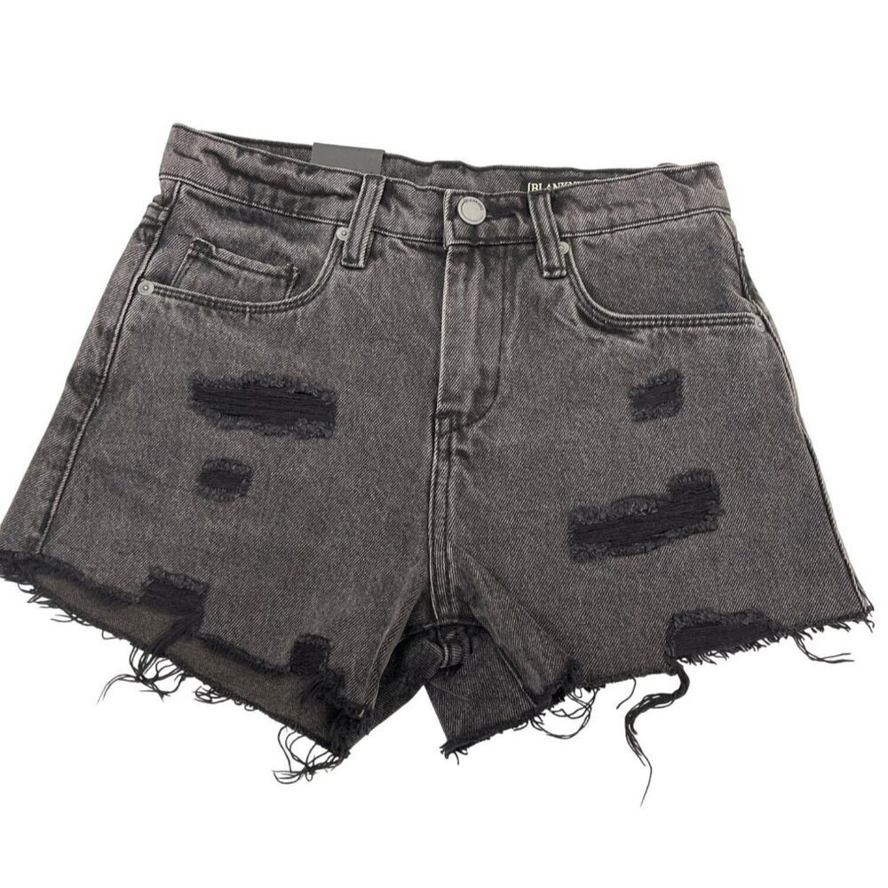 Blank NYC The Barrow High Rise Distressed Black Shorts NWT Sz 24